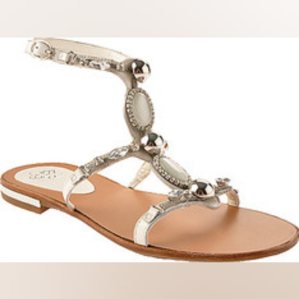 BCBGeneration White and Silver Sandals with Bohemian Design